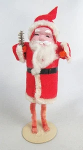 Vintage Japan Pappmaché Baumwolle Filz Pfeifenputzer Weihnachtsmann 5" Figur - Bild 1 von 7