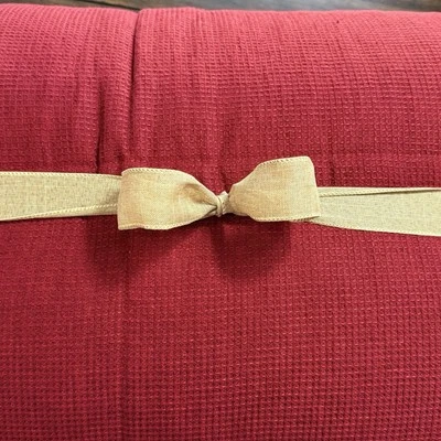 POTTERY BARN EUROPEAN FLAX LINEN WAFFLE COMFORTER FULL/QUEEN ~ RED BERRY - Image 1 of 4