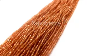 12.5" Good Quality 1 Strand Natural Sunstone 2 MM Faceted Rondelle Tiny Beads - Picture 1 of 6