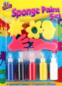 10 Kids Sponge Painting Set Assorted Colours Paint School Creative Art Craft Fun - Bild 1 von 1