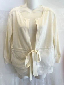 TSE Ivory Cotton & Sheer Voile Tie Top L $200 - Picture 1 of 6
