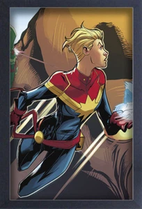 CAPTAIN MARVEL FLYING 13x19 FRAMED GELCOAT POSTER MARVEL COMICS MAR-VELL FUN NEW - Picture 1 of 2