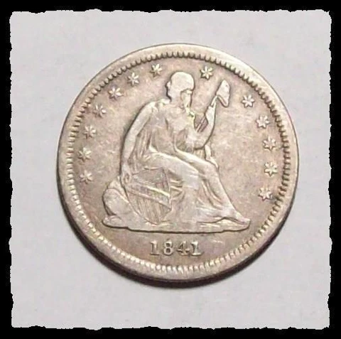 1841-O SEATED LIBERTY QUARTER  Better Date  Sharp VF++ / XF  #29C83 Cover