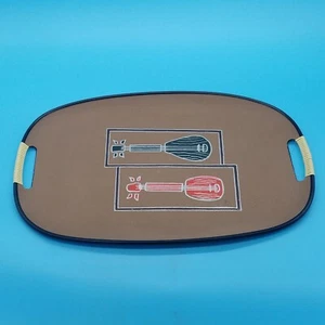 Vintage musical instrument design serving tray with wrapped handles - Picture 1 of 5