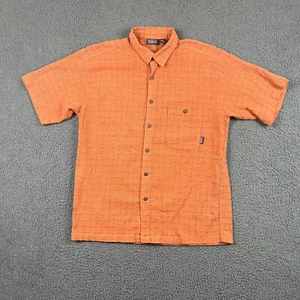 PATAGONIA Shirt Mens M Orange Vintage Check Short Sleeve Button Up - Picture 1 of 9