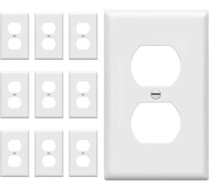 10 Outlet Covers Wall Plates Kit White 8821-W10P-UUT StandardSize 1-Gang - Picture 1 of 3