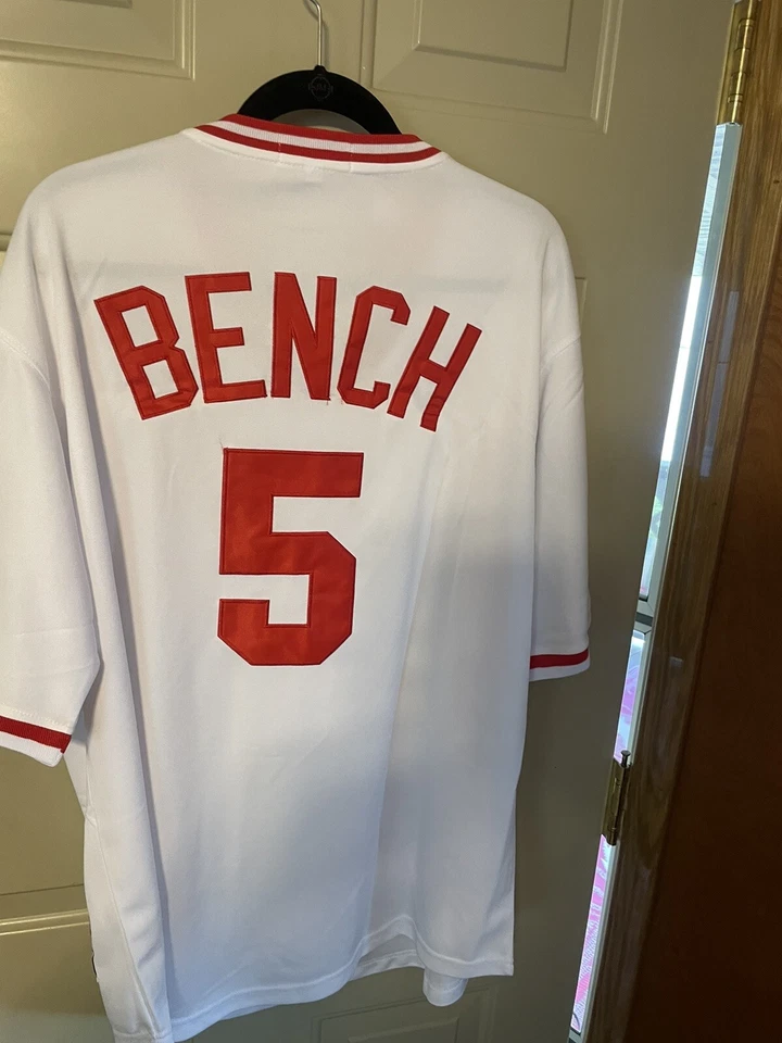 1976 Cincinnati Reds Johnny Bench MLB White Jersey Patches/ Men XL Mitchell/Ness - Image 1 of 4