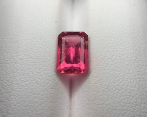 Natural Rubellite 9mm Emerald Cut Good Luster 2.55ct Loose Gemstone Afghanistan - Picture 1 of 9