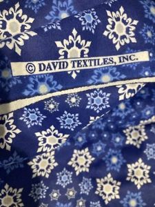 David Textiles Sewing Flannel Fabric 2 Yard X44 - Blue White Snowflakes on Blue - Picture 1 of 4
