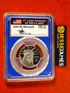 1998 W $50 PROOF PLATINUM EAGLE PCGS PR70 MERCANTI SIGNED MINT ENGRAVER SERIES - Picture 1 of 3