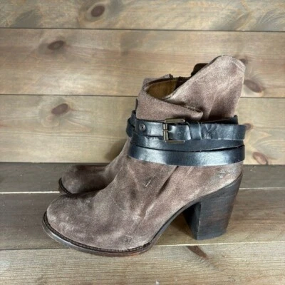 Freebird Blaze sapatos femininos tamanho 10 sobrancelha camurça lateral zíper salto tornozelo botas - Imagem 1 de 4