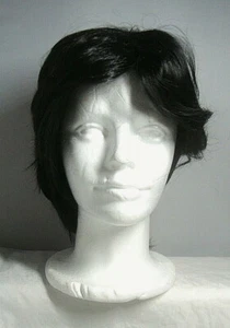 Mittelteil 14" kurze gerade Synthetikperücke (schwarz) - Bild 1 von 6