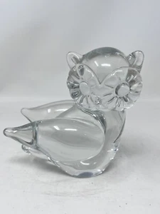 Ronneby Sweden FM Art Crystal Owl Paperweight Clear Signed LM Romeby B33 - Picture 1 of 8