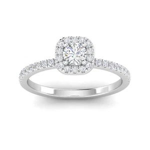 G/SI 1/2ctw Diamond Halo Engagement Ring in 10k White Gold - Picture 1 of 4