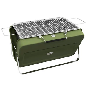 Table Grill Charcoal Grill Table Wood Grill with Charcoal Bowl Grill Rack Stainless Steel Green - Picture 1 of 10