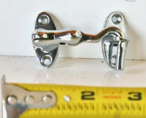 Latch Hook Set 3" Catch Door Cabinet 76mm Chrome Plate Brass 7219009 Boat Yacht - Picture 1 of 6
