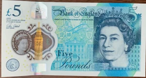 5 Pound circulated Banknote. single 5 pounds bill. Great Britain cir note. * - Picture 1 of 2