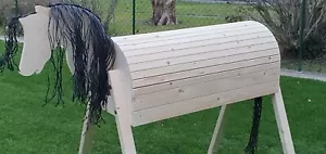 Holzpferd Voltigierpferd Holzpony Pferd Pony Flecht-Mähne schwarz - Bild 1 von 2