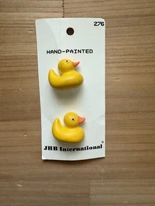 Vintage JHB Plastic Yellow Duck Buttons 7/8” (2) - Picture 1 of 6