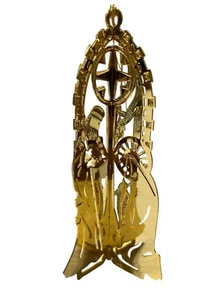 Belén vintage Danbury como nuevo tono dorado adorno de Navidad 1987 - Imagen 1 de 7