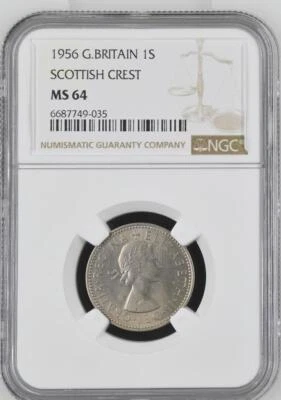 Great Britain 1 Shilling Scottish Crest 1956 NGC MS 64 - Image 1 of 2