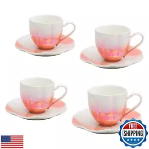 Agyiuns tea cup set ceramic tea cups and saucers set of 4 for Coffee, Cappucc - Picture 1 of 4