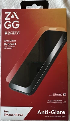 Zagg Invisible Shield Glass Screen Protector Anti-Glare iPhone 15 Pro (Z4)) - Image 1 of 2