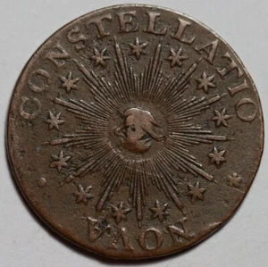 1783 Nova Constellatio, Small US, Pointed Rays, Colonial Copper Coin - Picture 1 of 10