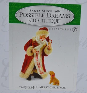 DEPT 56 Possible Dreams Clothtique Santa & Dog Merry Christmas 4030994D Figur - Bild 1 von 13