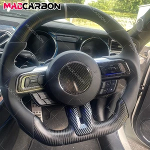 Volante personalizado de fibra de carbono real mate para Ford Mustang GT 2015-2023 - Imagen 1 de 15