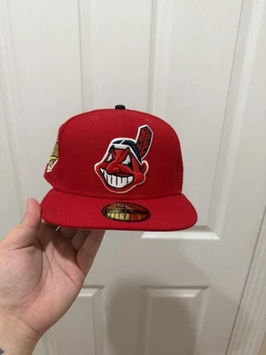 New Era Cleveland Indians Fitted Hat 7  1/8 Brand New With The 1995 WS Patch - Image 1 of 4