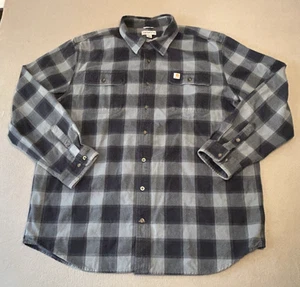 Carhartt Men's Heavy Duty Original Fit Black/Gray Flannel Shirt Size XXL TALL - Picture 1 of 8