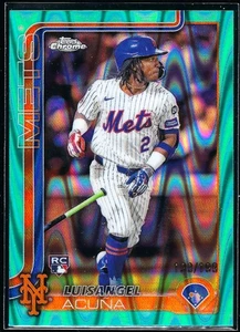 2025 Topps Chrome Aqua Ray Wave #56 Luisangel Acuna Rookie RC New York Mets /199 - Picture 1 of 2