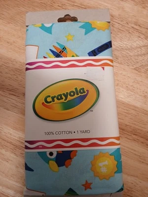 Crayola Fabric 100% Cotton Blue Crayola Box Material 2017 Hallmark Cotton 1 Yd  - Image 1 of 4