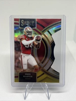2023 Panini Select - Premier Level Fred Warner #195 Red & Yellow Prizm Die-Cut - Image 1 of 2