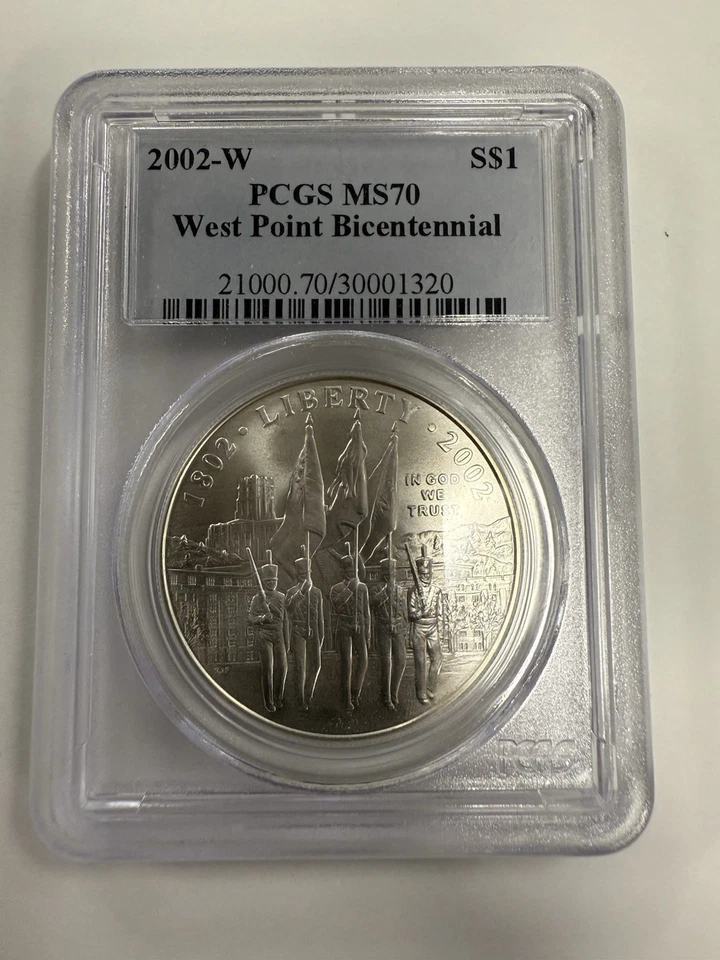 2002-W West Point Silver  Commemorative Dollar PCGS MS70 - Image 1 of 2