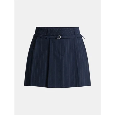 Womens Dark Navy Pinstripe No Boundaries Pleated Mini Skirt size M (8/10) - Image 1 of 4