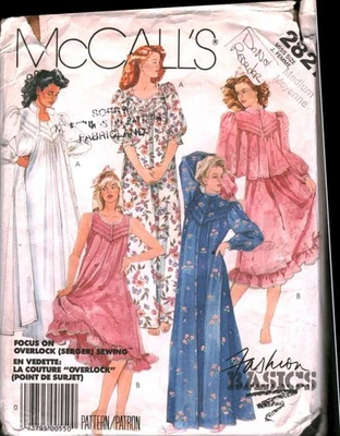 2827 Vintage McCalls SEWING Pattern Misses 1980s Nightgown Robe Jacket OOP Sew M - Image 1 of 2