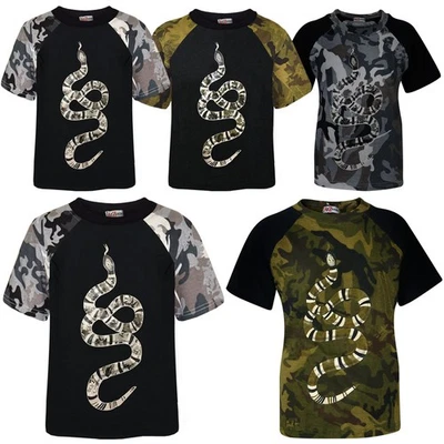 Boys T Shirts Kids Designer's 100% Cotton Snake Print T-Shirt New Age 5-13 Years - Image 1 of 4