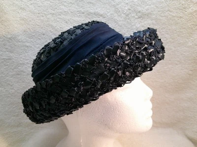 Vintage Union Made Blue Straw Hat - Image 1 of 4