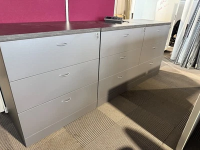 Archivador lateral 3Dr - 36"Wx24"Dx42"H de Global en gris con tapa laminada Foto 1 de 4