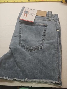 Seven 7 Cut Off Denim Jean The Weekend Short sz 14 Blue Distressed Raw Hem New - Picture 1 of 5