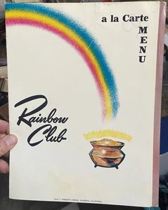 ca.1960’s GARDENA, S. California RAINBOW CLUB Poker Restaurant MENU w/ Prices - Picture 1 of 8