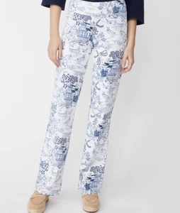J McLaughlin Carmel Catalina Stoff marine/weiß Chinoiserie Hose Leggings Gr. M - Bild 1 von 3