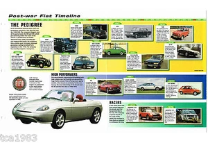 FIAT Auto History Mini-Brochure:TIPO,ABARTH,124,X1/9,8V,Dino,BARCHETTA,20V,Turbo - Picture 1 of 3