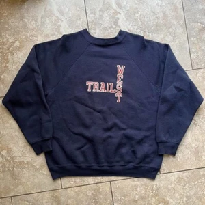 Large 80s West Trails Discus Athletic Crewneck Sweatshirt - Picture 1 of 3