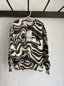 NWT ZARA Girls Printed Sweatshirt Black Beige Size US 8 128 - Picture 1 of 10