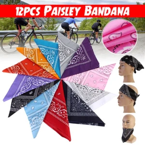 12er-Pack Bandana Baumwolle Paisley doppelseitiger Schal Kopf Hals Gesichtsmaske 22 Zollx22 - Bild 1 von 9
