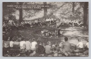 Postcard Council Ring at Clear Lake Camp Dowling MI Battle Creek Public Schools - Picture 1 of 2