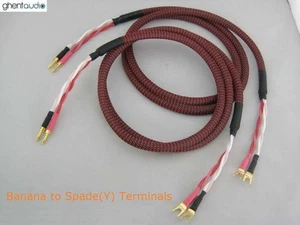 S01(A) (2.5m 8ft)---Canare 4S12F Star Quad 13awg Speaker Cable Banana to Spade Y - Picture 1 of 3